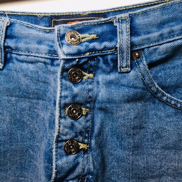 Button Fly Blue Jean Cut Offs - Picture 2 of 7